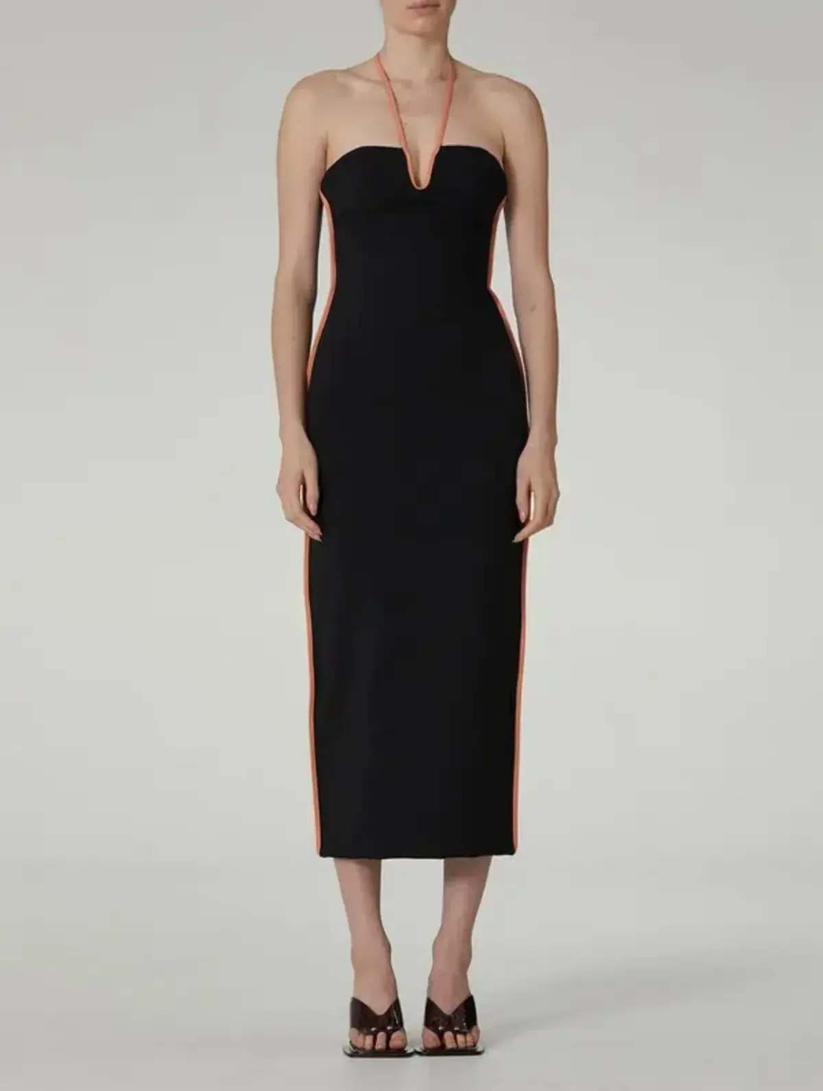 Paris Georgia Nassia Midi Dress Black & Pink Leather Size 10 - Image 1