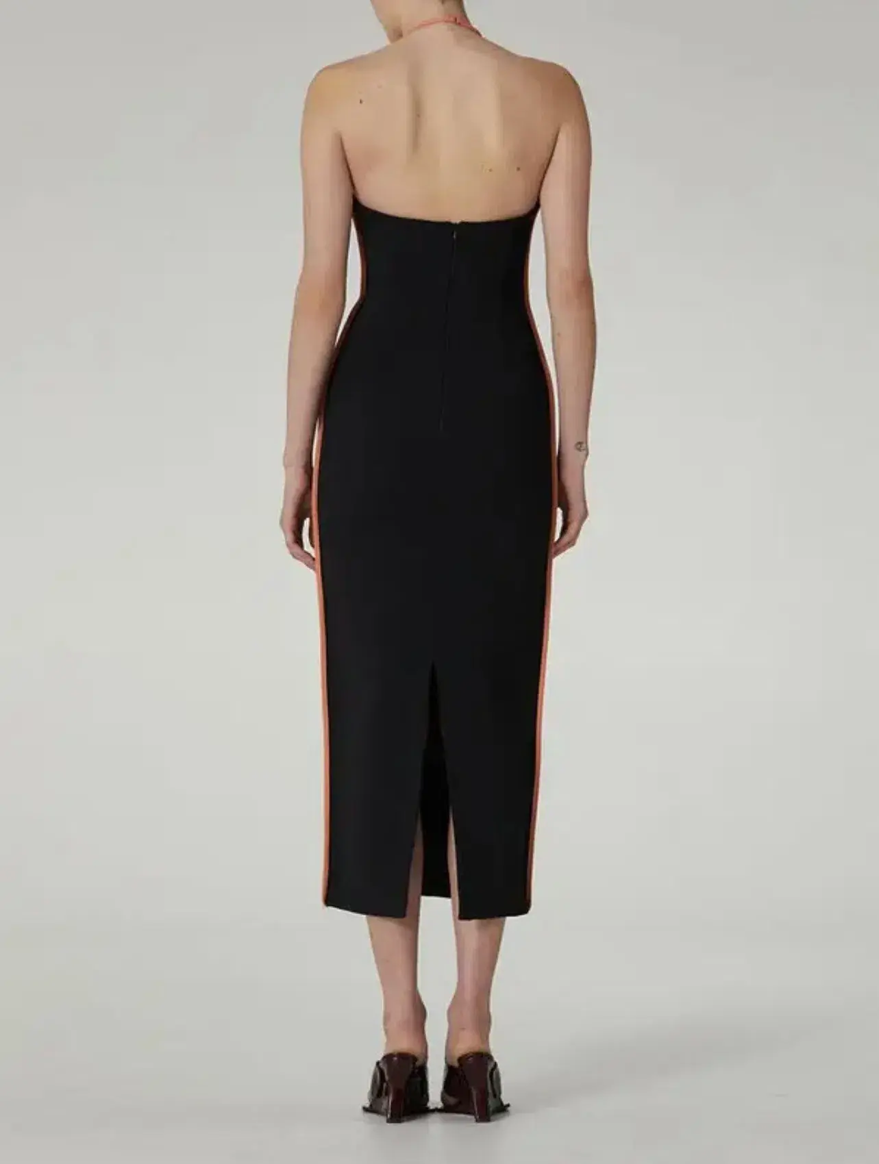 Paris Georgia Nassia Midi Dress Black & Pink Leather Size 10 - Image 3