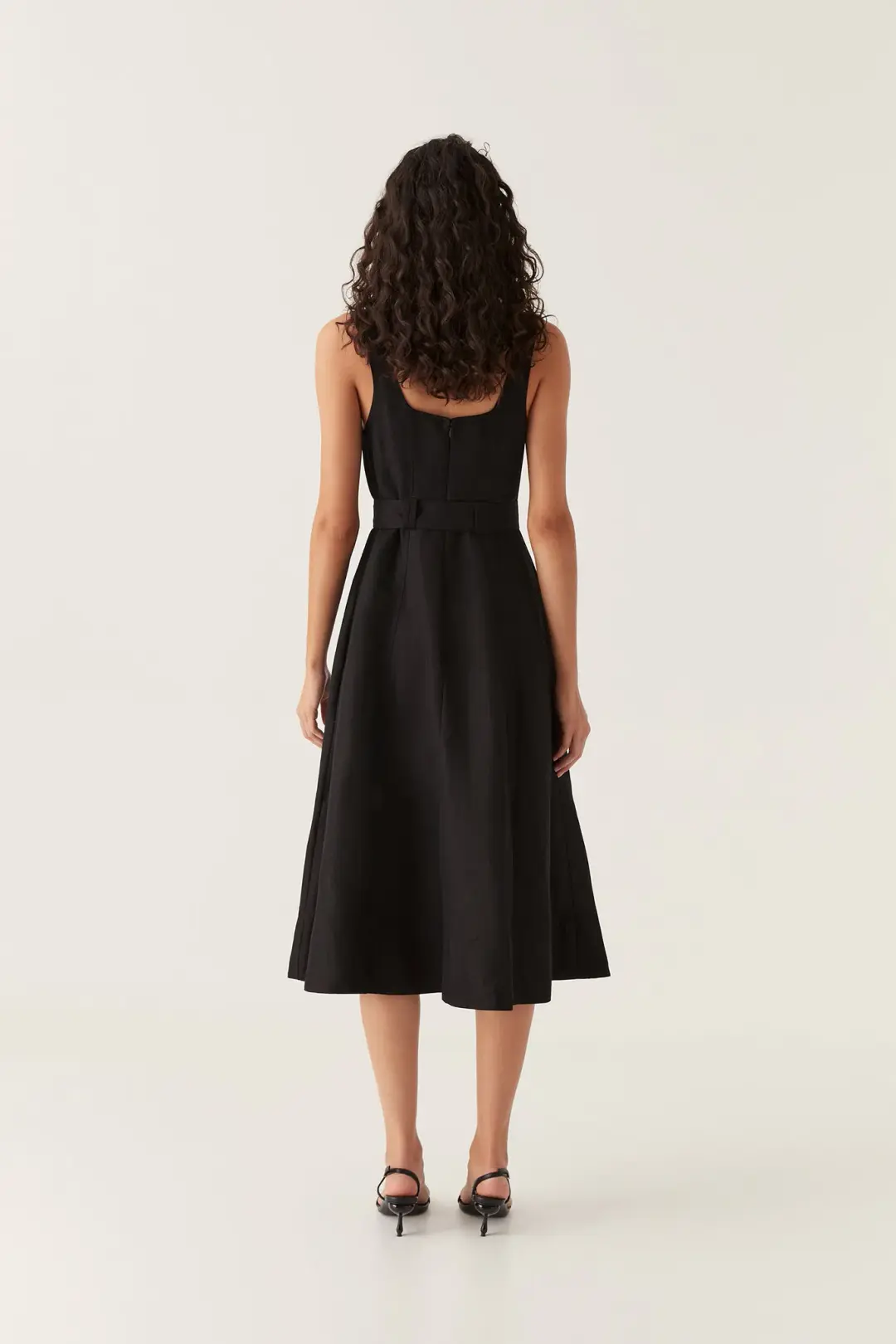 Aje Clay Belted Midi Dress Black Size 8 for rent on The Volte - main image