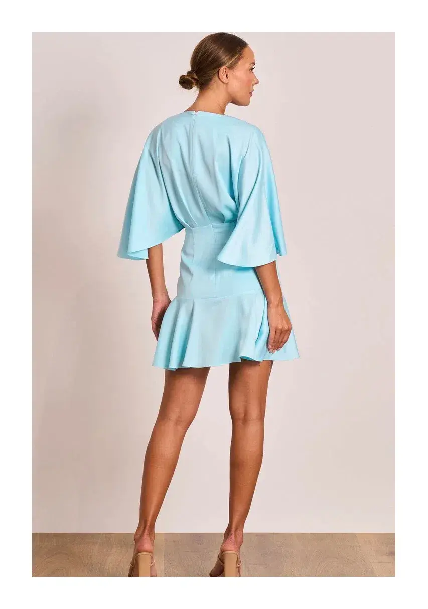 Pasduchas Lucia Wrap Mini Dress Sea Mist Size 12 for rent on The Volte - main image