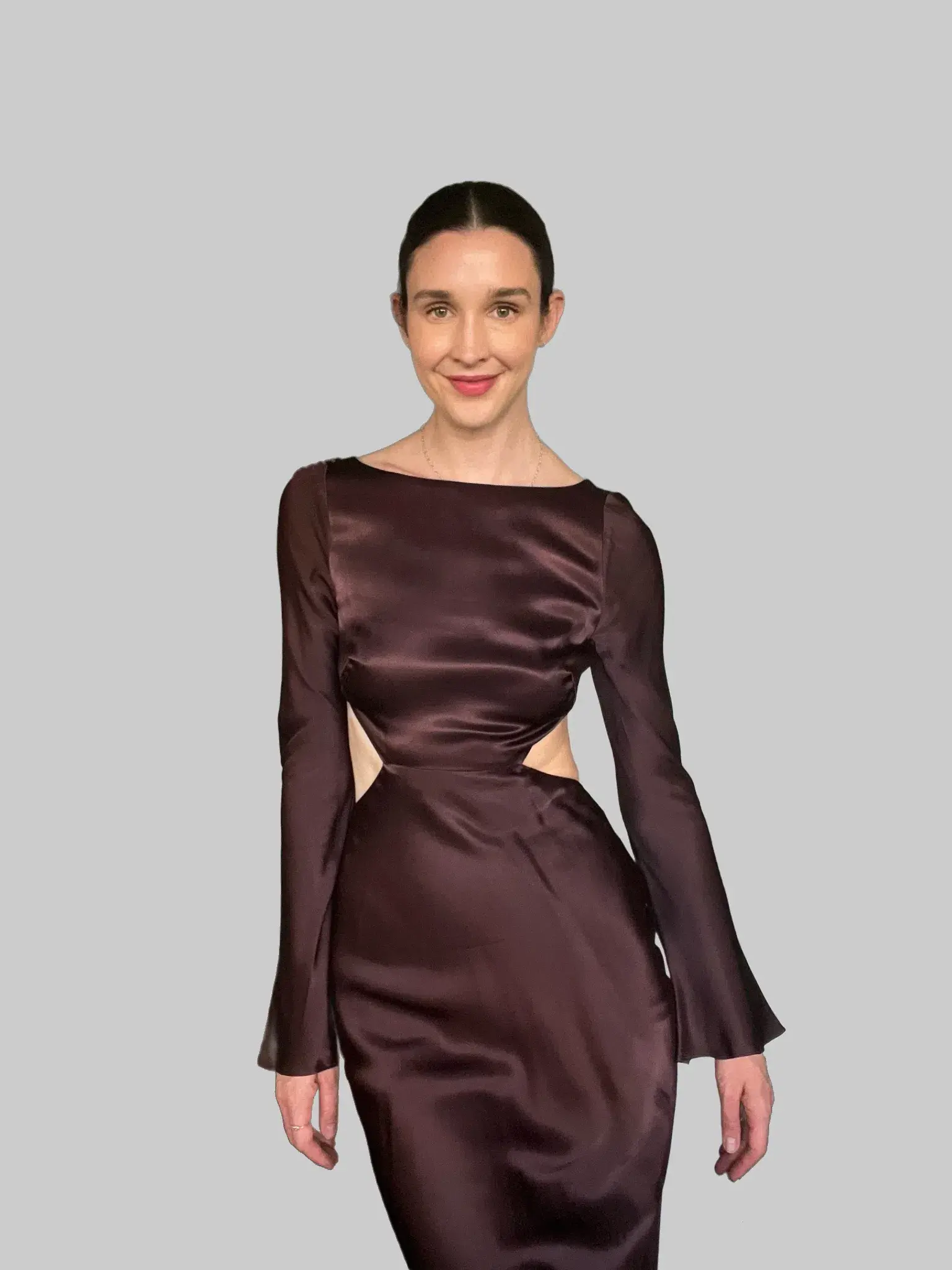 Shona Joy Lana Long Sleeve Open Back Midi Dress Burgundy Size 8 - Image 4