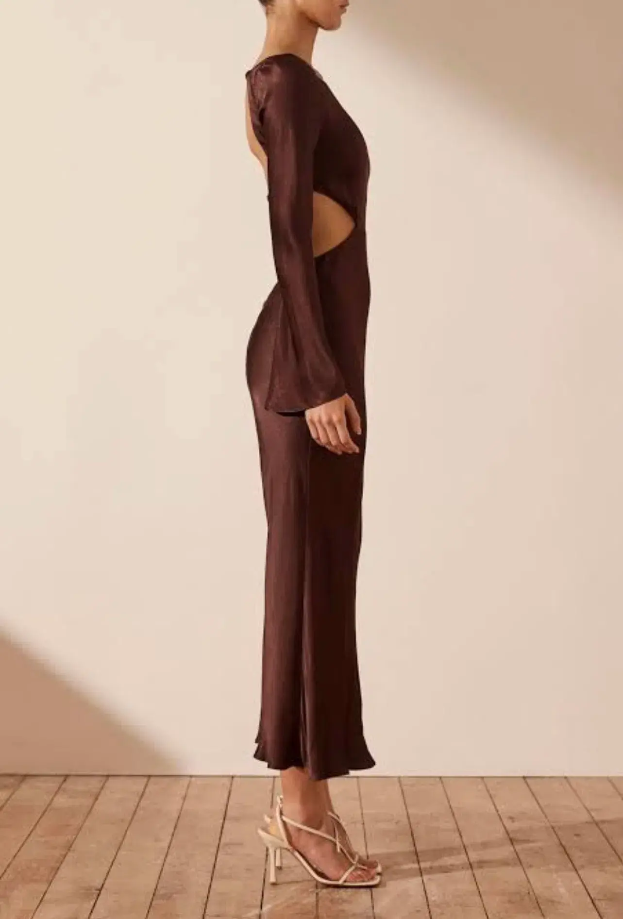 Shona Joy Lana Long Sleeve Open Back Midi Dress Burgundy Size 8 - Image 2