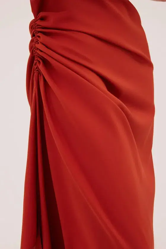 Bianca Spender Rust Satin Cosby Dress Size 10 - Image 2