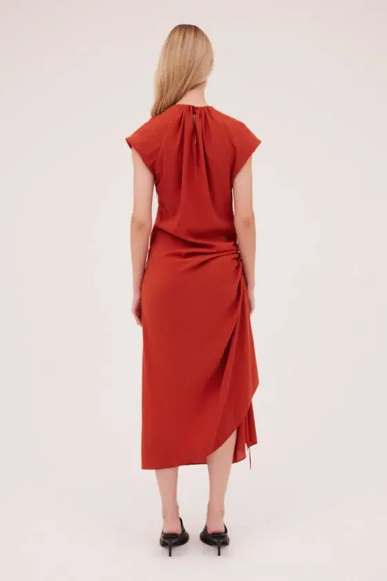 Bianca Spender Rust Satin Cosby Dress Size 10 - Image 4