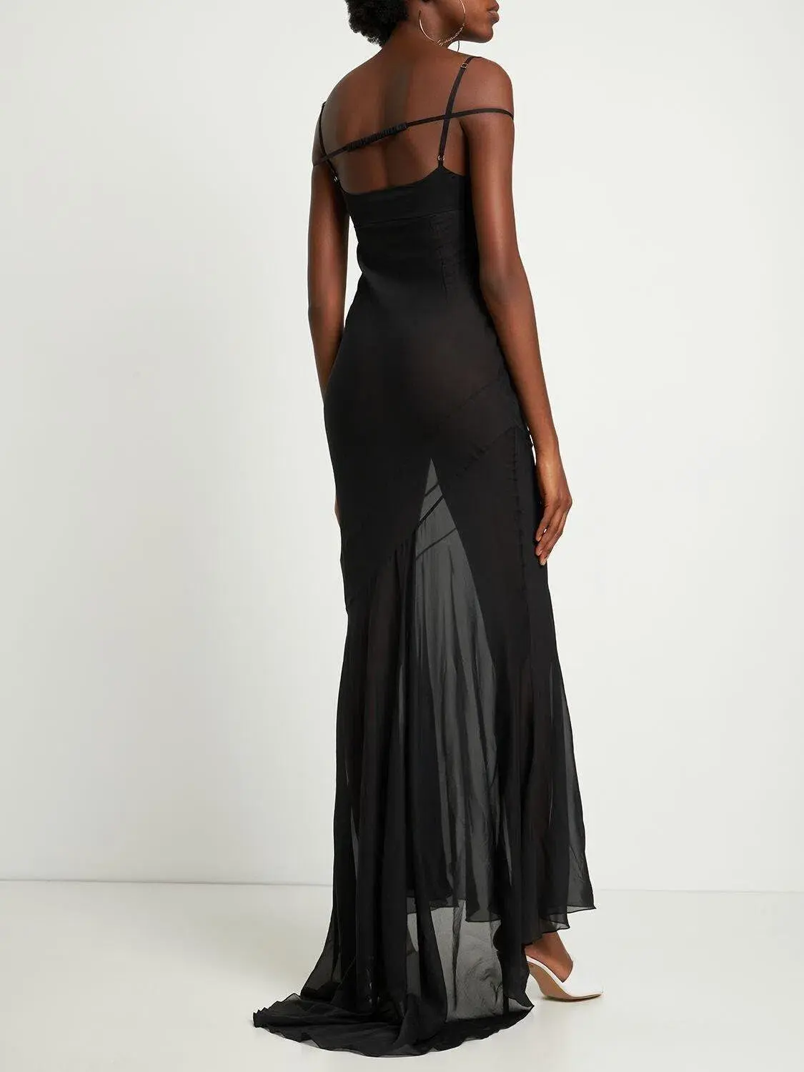 Jacquemus La Robe Draggiu Silk-Blend Maxi Dress in Black Size 36/AU 8 - Image 1