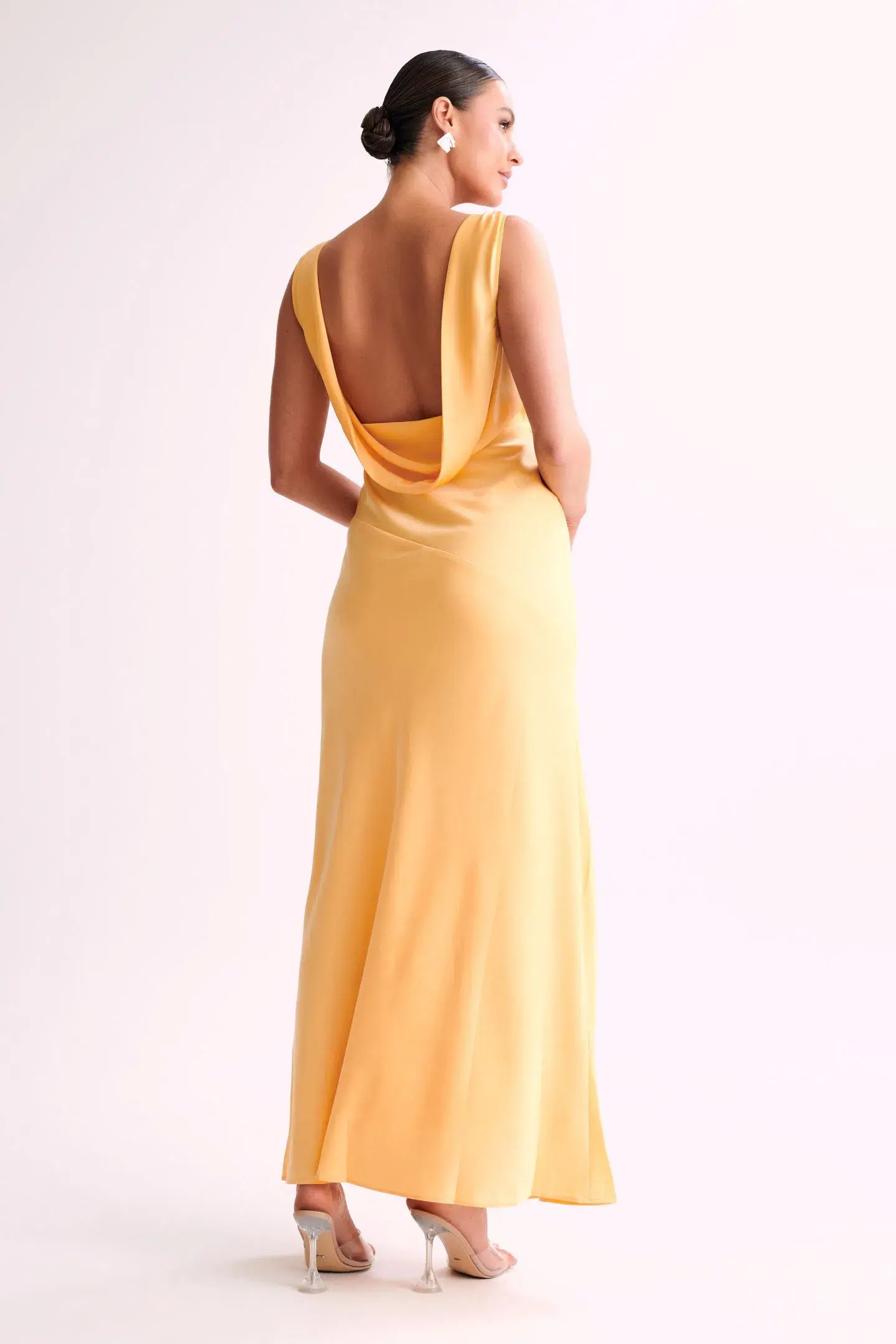Meshki Nadia Satin Dress with Back Cowl Lemon Size XS/ AU 6 - Image 3