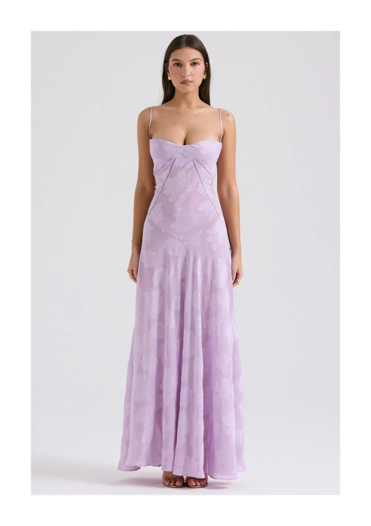 House of CB Seren Orchid Floral Lace Back Maxi Dress Purple Regular Cup Size L / AU 12 - Image 2