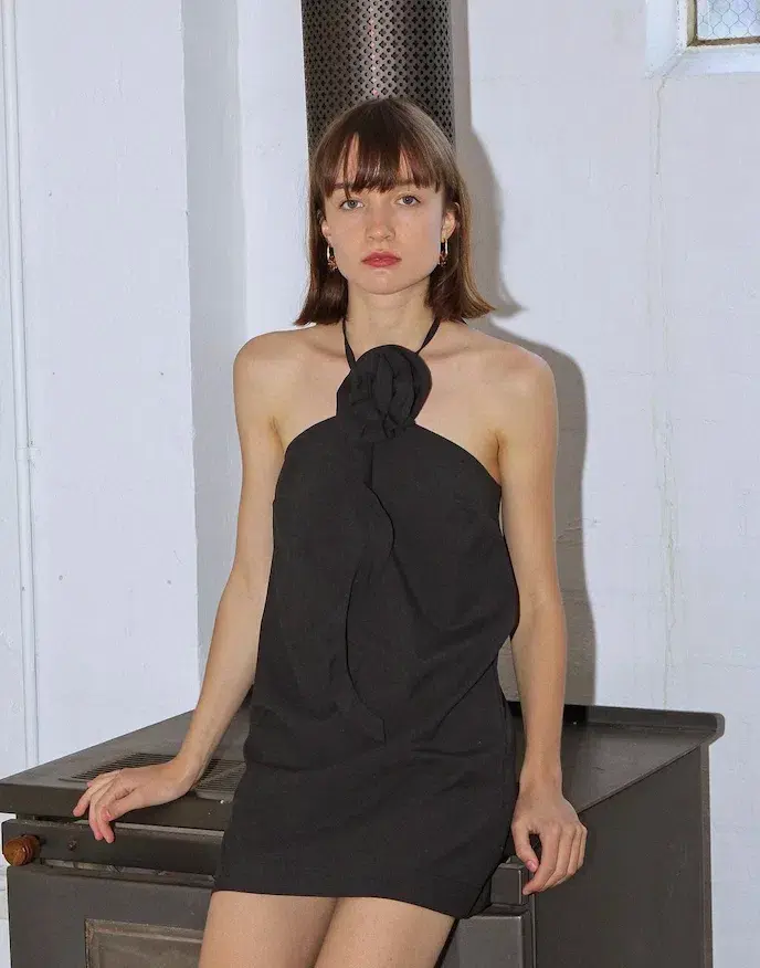 Par Moi Rosette Dress Black Size L/ AU 12 for rent on The Volte - main image