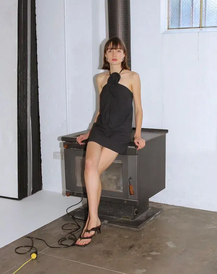 Par Moi Rosette Dress Black Size L/ AU 12 for rent on The Volte - main image