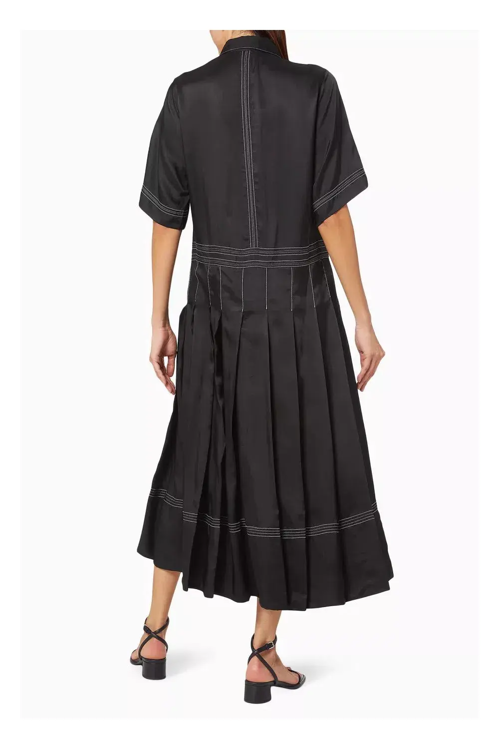 Lee Matthews Adelaide Pleated Shirt Dress Black Size 12 - Image 2