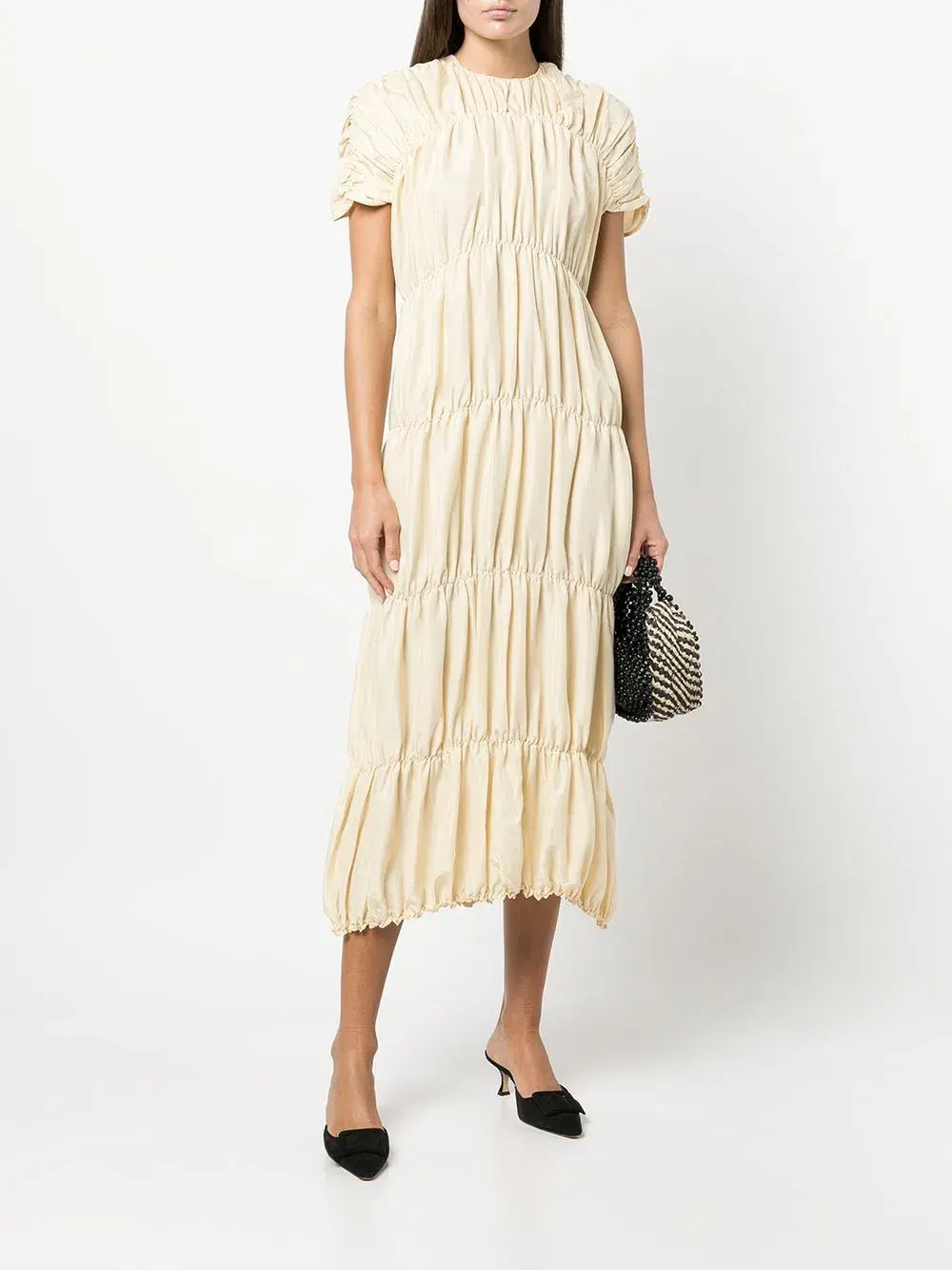 Toteme Ruched Silk Dress Yellow Cream Size 38 / AU 10 - Image 1