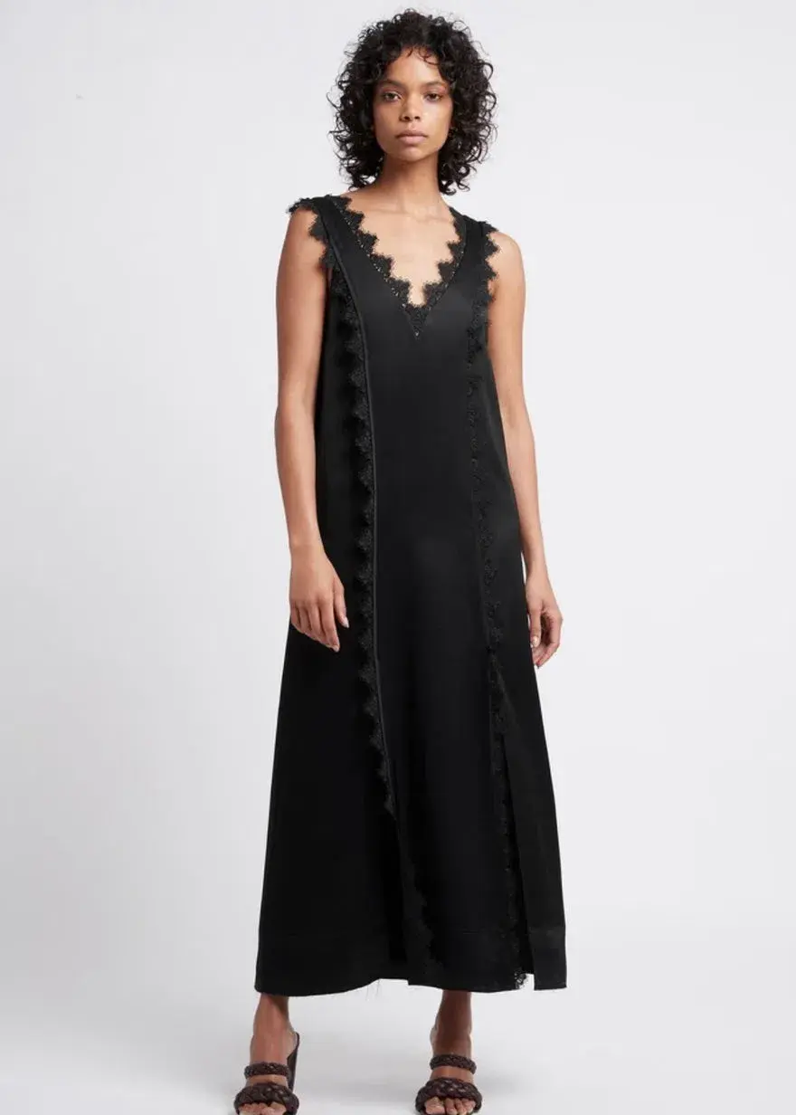 Aje Veil Slip Lace Silk Dress Black Size 10 - Image 1