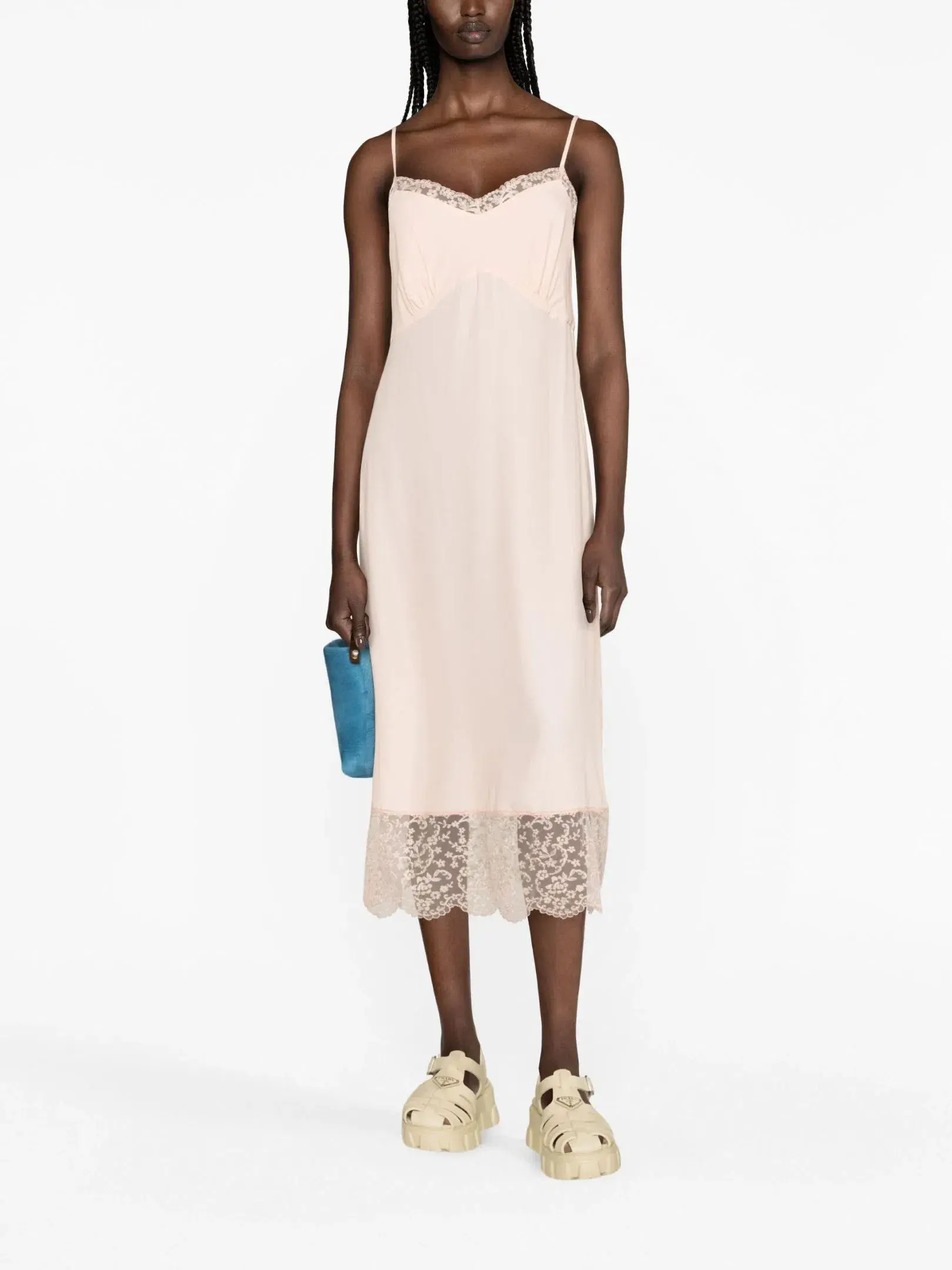 Simone Rocha Lace Trim Slip Midi Dress Pink Size 12 - Image 1