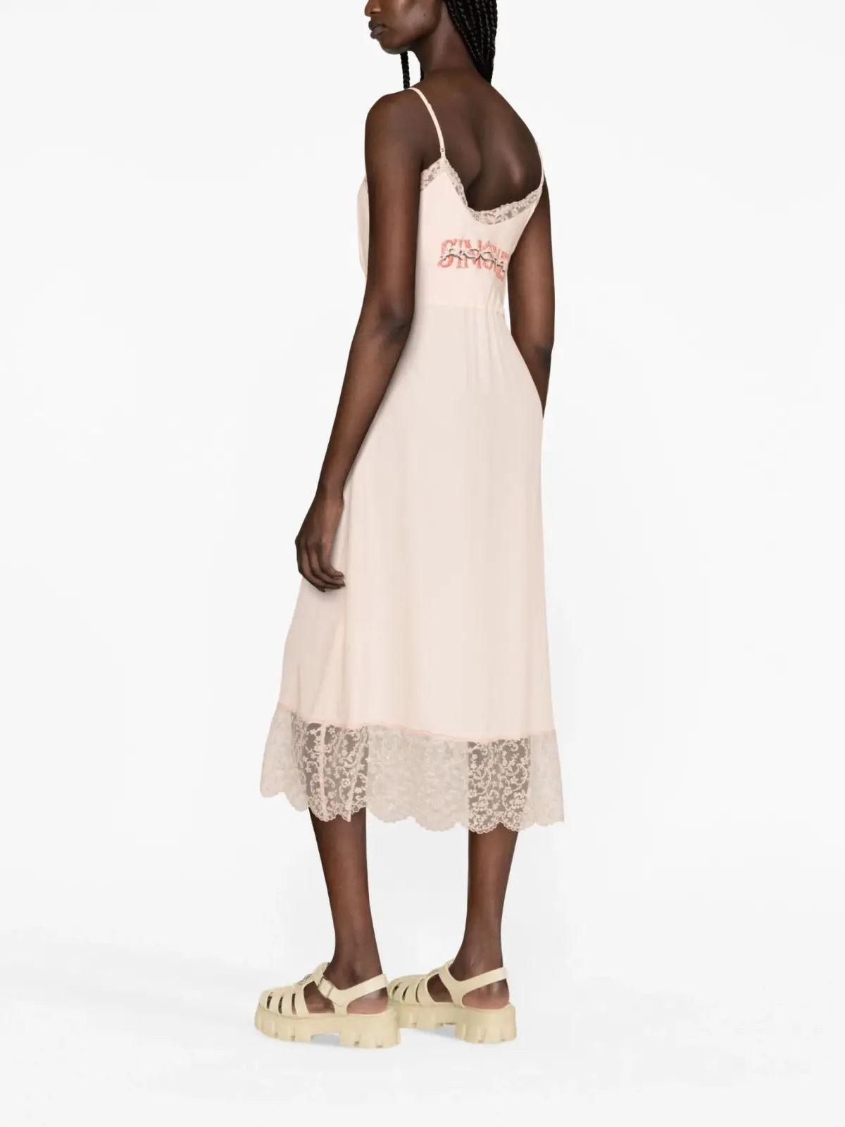 Simone Rocha Lace Trim Slip Midi Dress Pink Size 12 - Image 2