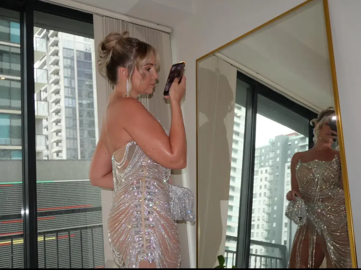 Mew Mews Verona Embellished Diamond Chain Dress SIlver Beaded Size 10 - Image 4