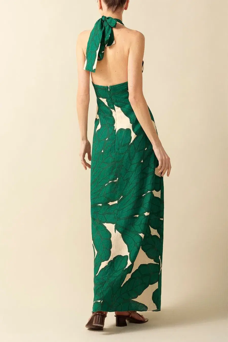 Eugenia Fernandez Almendro Dress Green Print Size 8 - Image 2