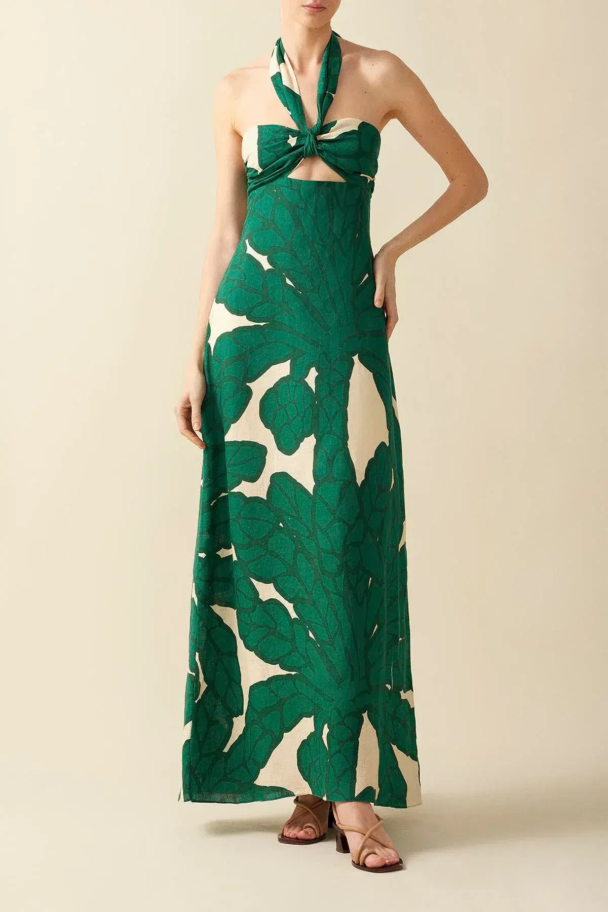 Eugenia Fernandez Almendro Dress Green Print Size 8 - Image 1