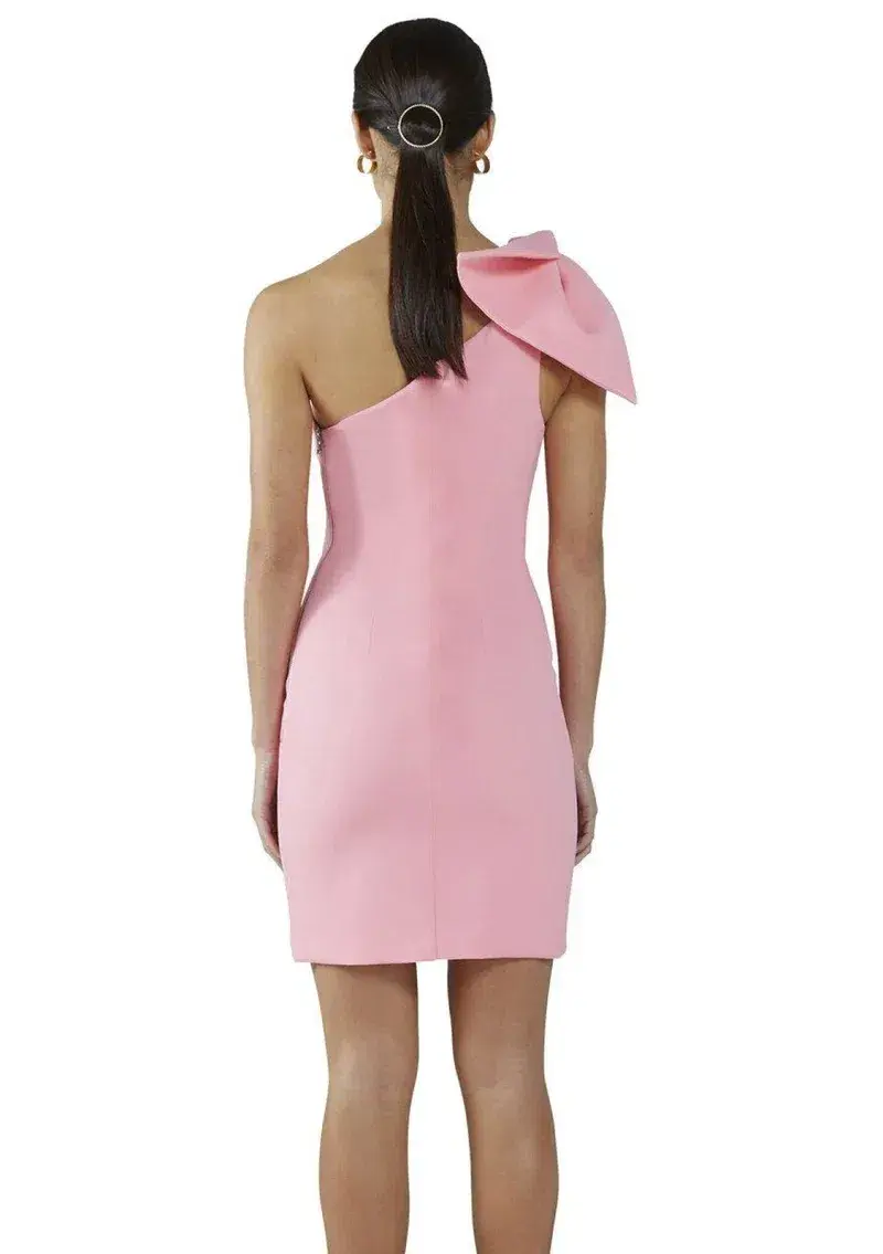 By Johnny Carnation Tie Shoulder Mini Dress Pink Size 10 for rent on The Volte - main image