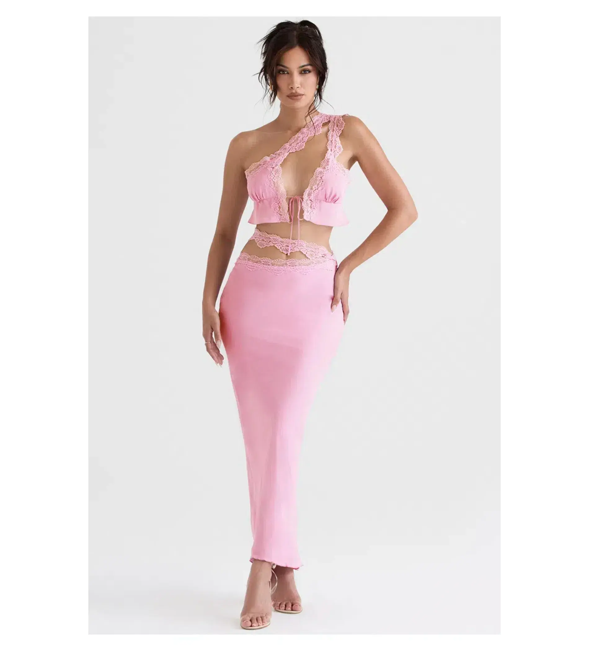 House of CB Lorena Top & Mathilda Lace Trim Set Pink S/Au 8  - Image 1