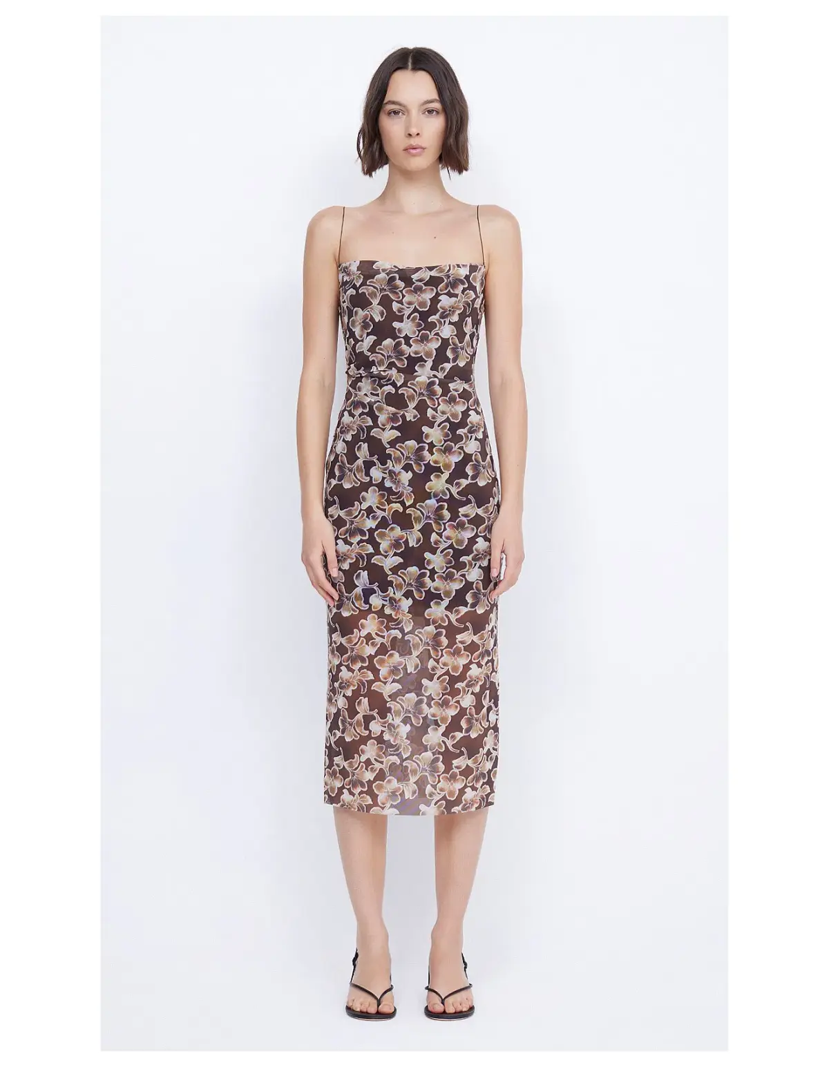 Bec & Bridge Herlani Singlet Midi Dress Hibiscus Choc Size 8  - Image 1