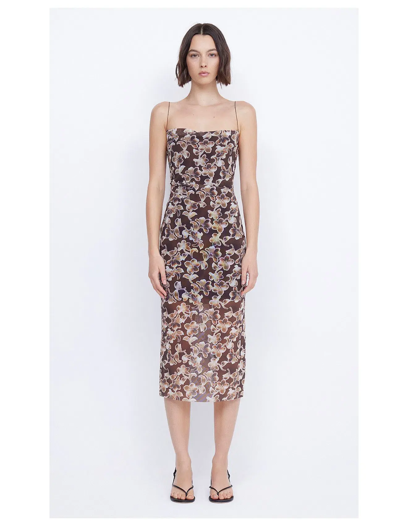 Bec & Bridge Herlani Singlet Midi Dress Hibiscus Choc Size 8  - Image 1