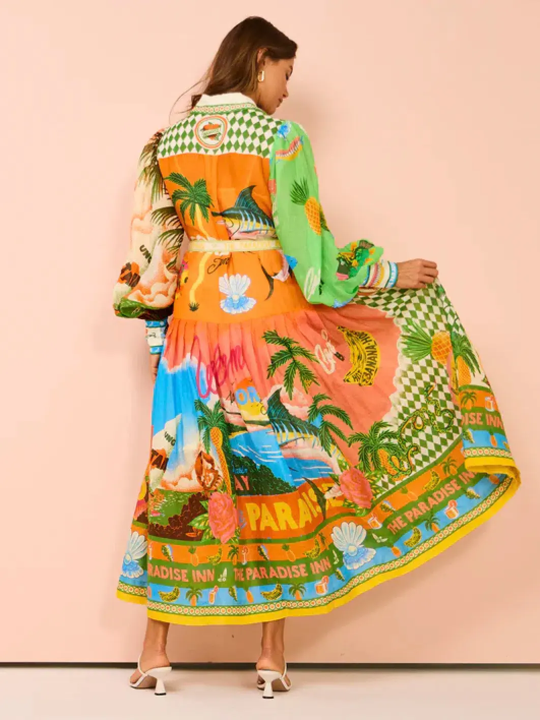 Alemais Paradiso Shirt Midi Dress Multi Print Size AU 12 - Image 4