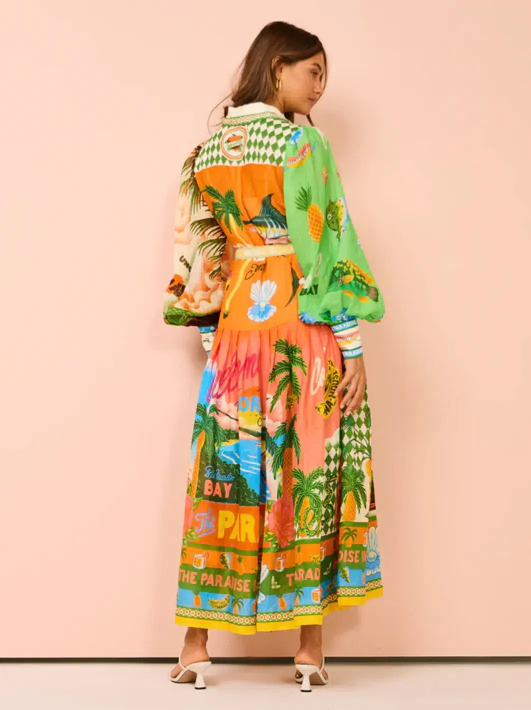 Alemais Paradiso Shirt Midi Dress Multi Print Size AU 12 - Image 5