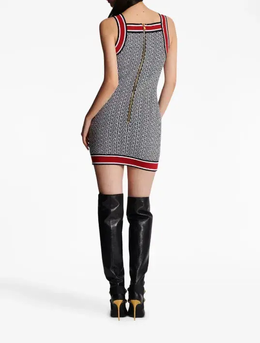 Balmain Jacquard Knit Mini Dress Multi Size 38/Au 10  - Image 3