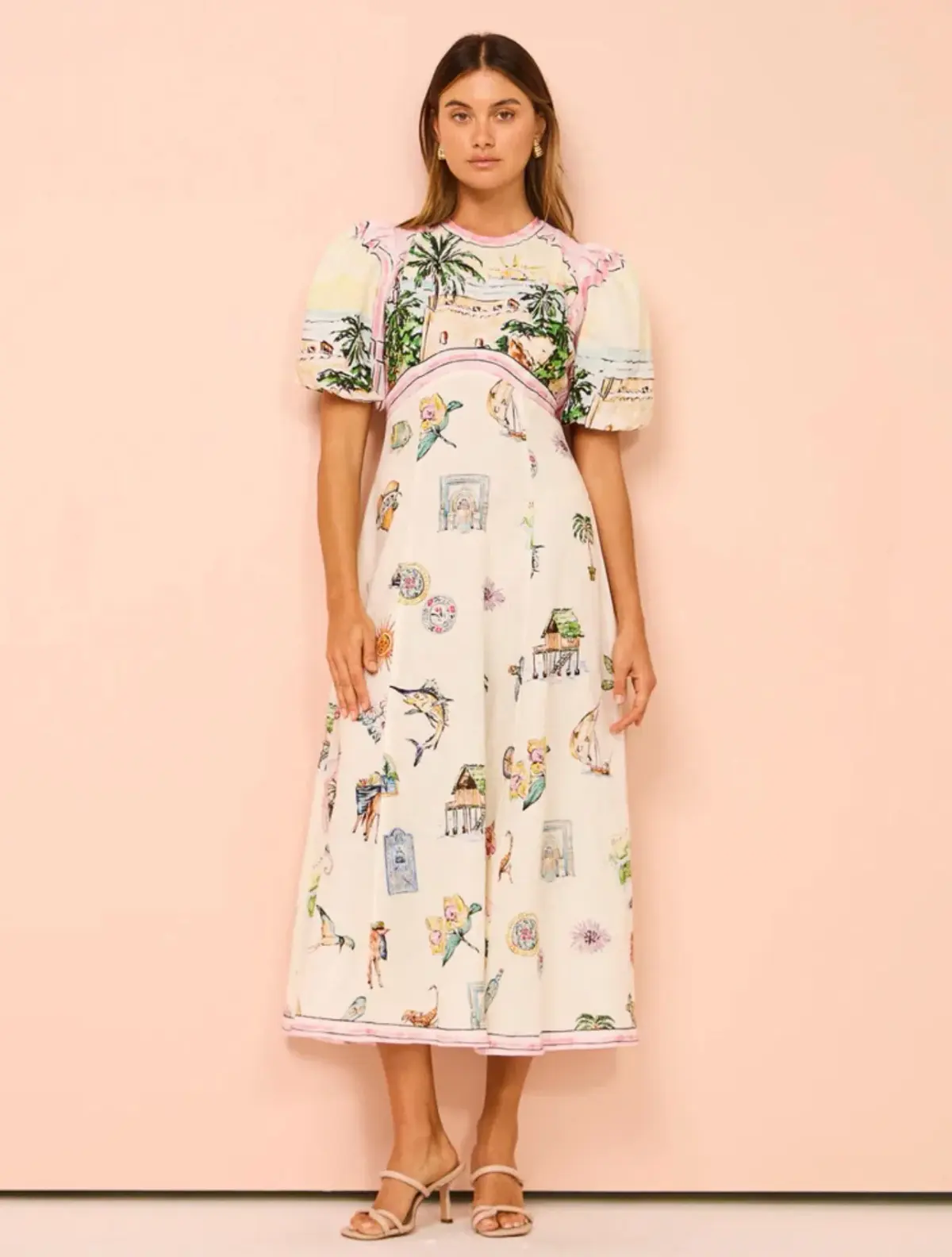 Alemais  Sunset Midi Dress Print Size 10  - Image 1