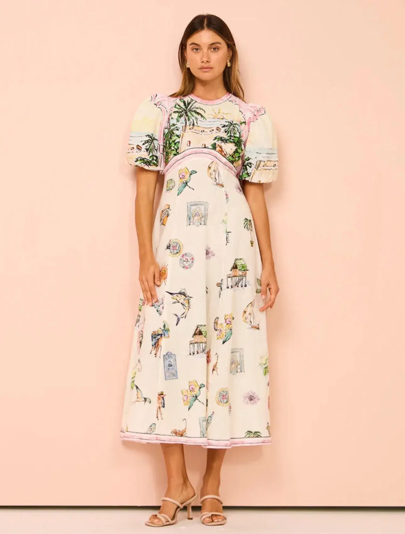 Alemais  Sunset Midi Dress Print Size 10  - Image 1