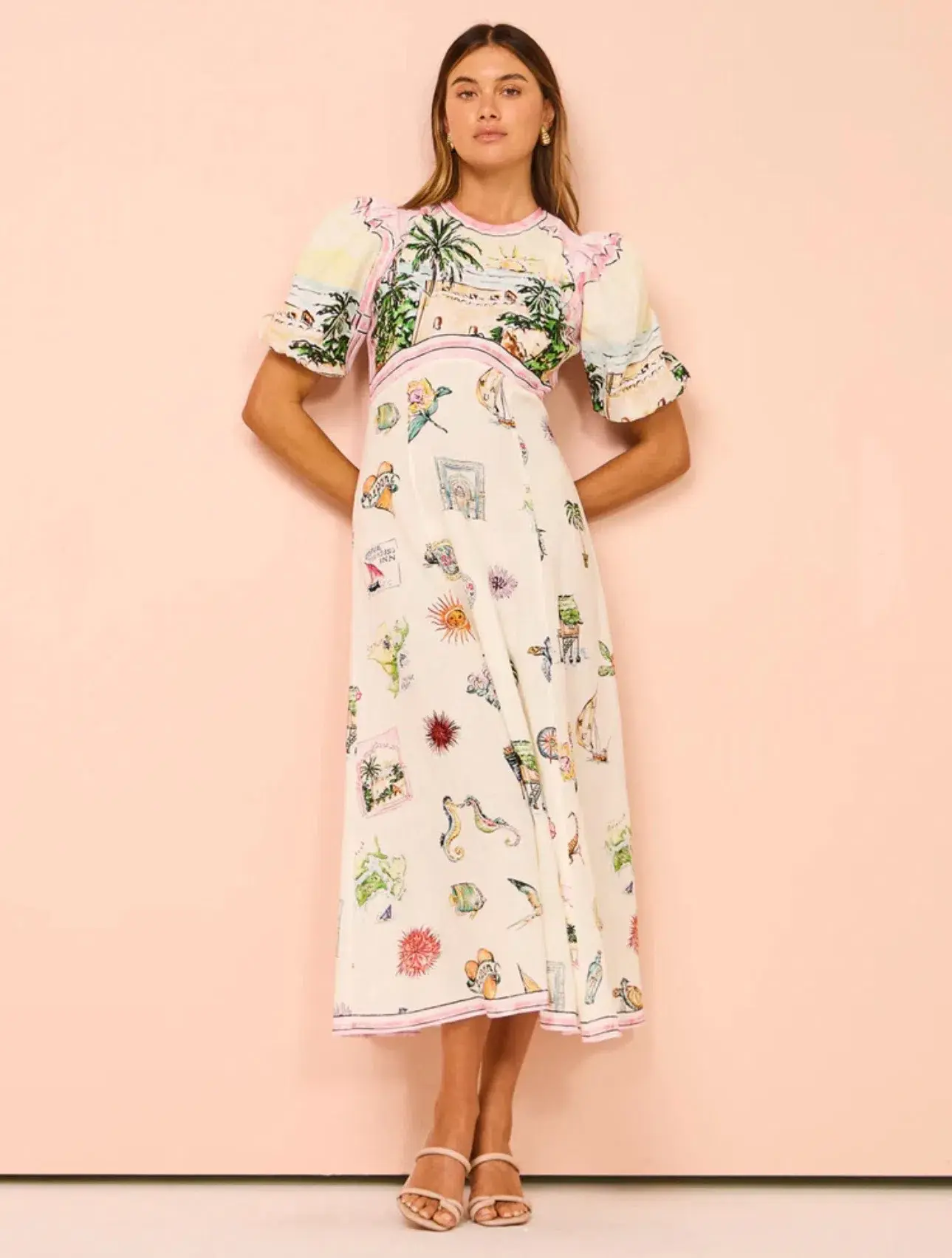 Alemais  Sunset Midi Dress Print Size 10  - Image 4