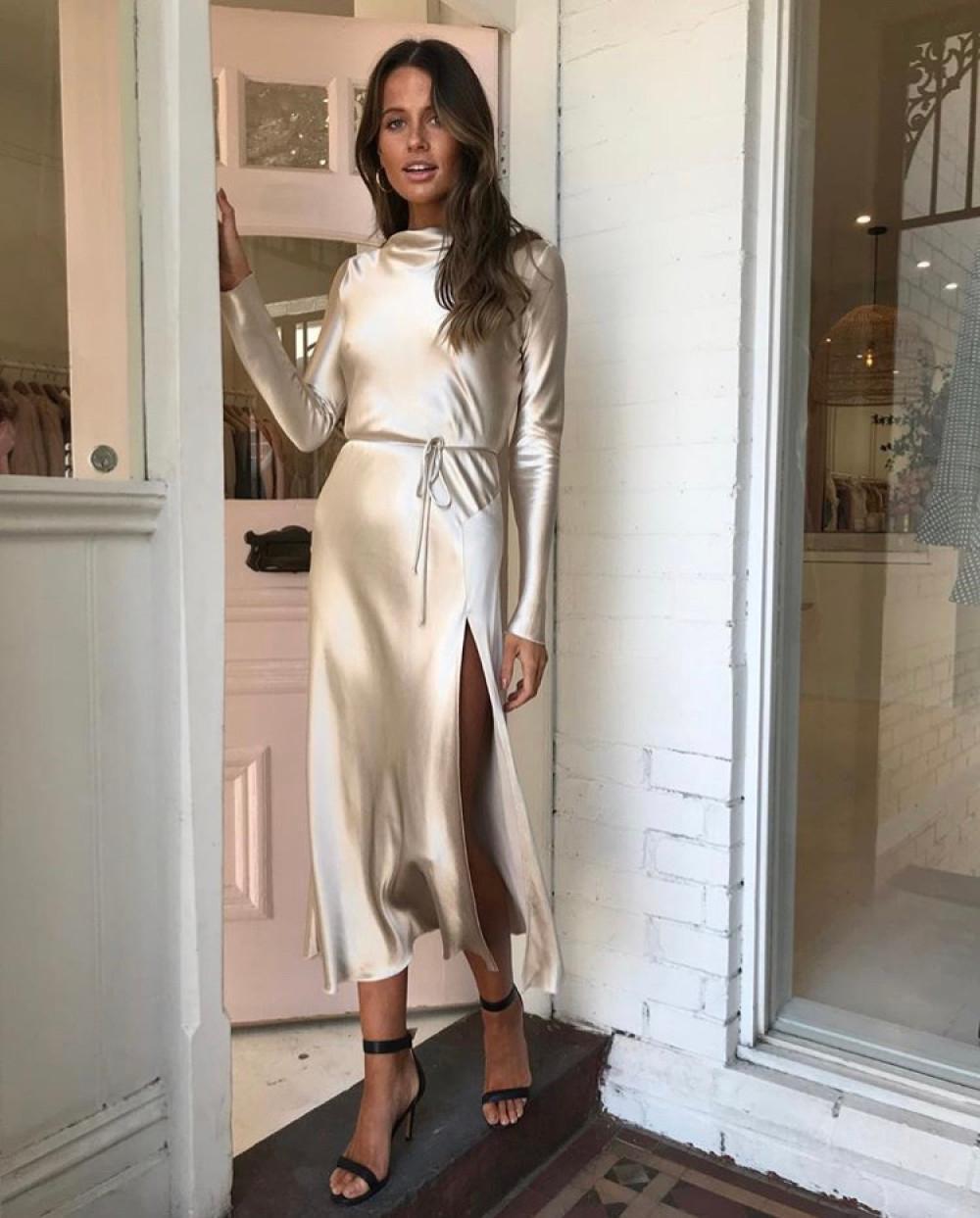 Bec & Bridge Kaia Long Sleeve Dress in Sand Size 8 - Image 1