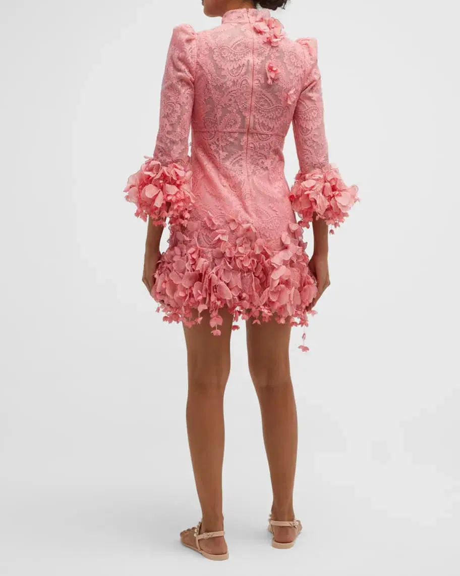 Zimmermann High Tide Lace Mini Dress in Guava Size 3 / AU 14 - Image 3