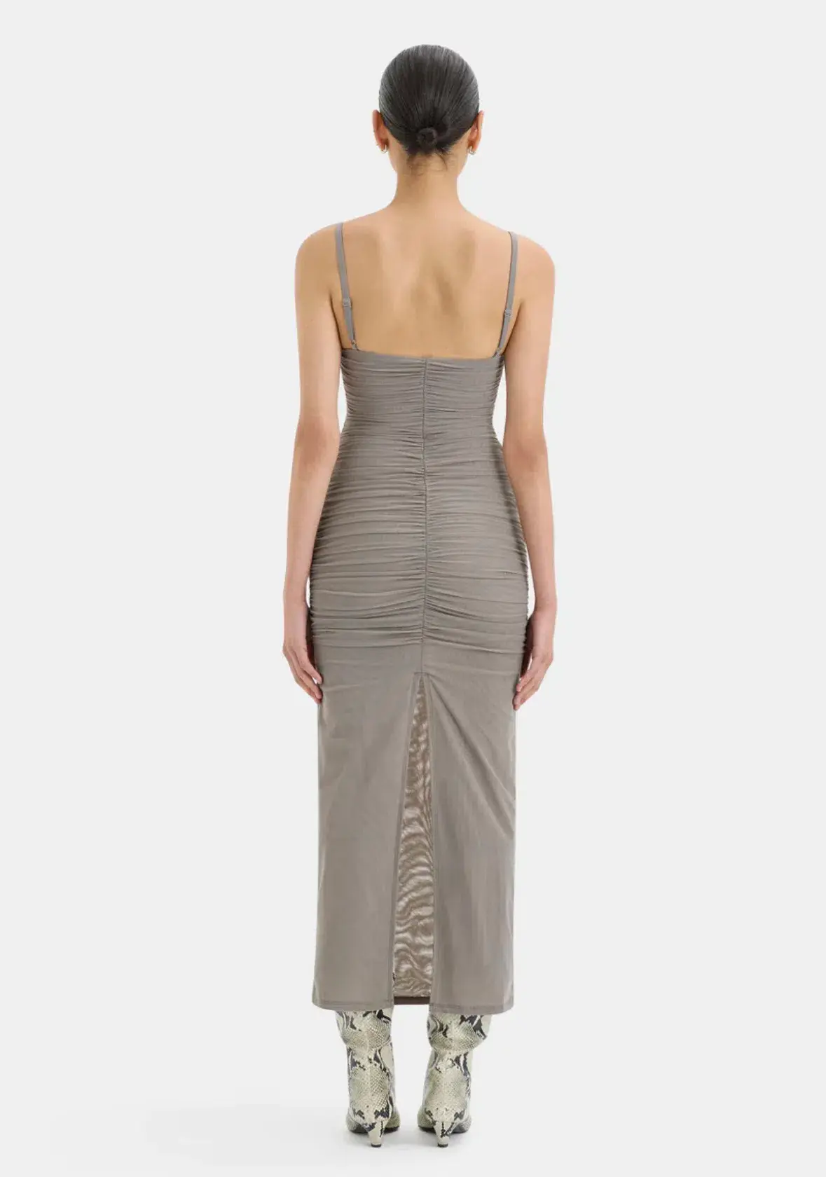 Sir The Label Jacques Gathered Midi Dress Slate Size 0 /Au 6 - Image 3