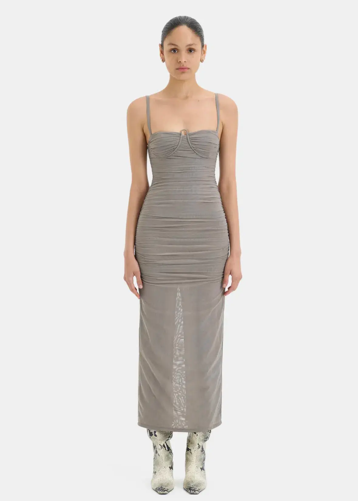 Sir The Label Jacques Gathered Midi Dress Slate Size 0 /Au 6 - Image 1