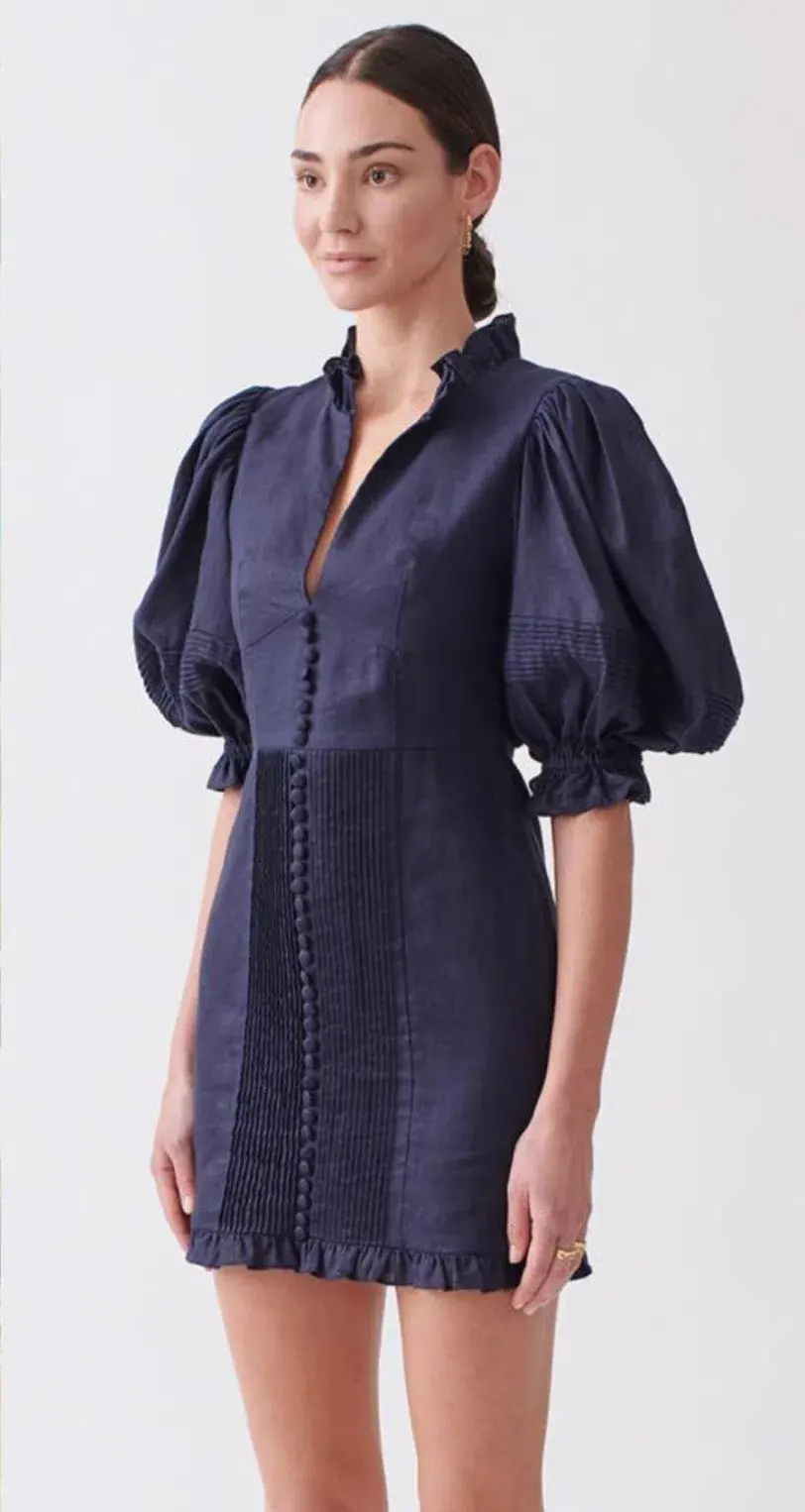 Joslin Studio Riley Cotton Lace Mini Dress In Navy Size 6 - Image 4