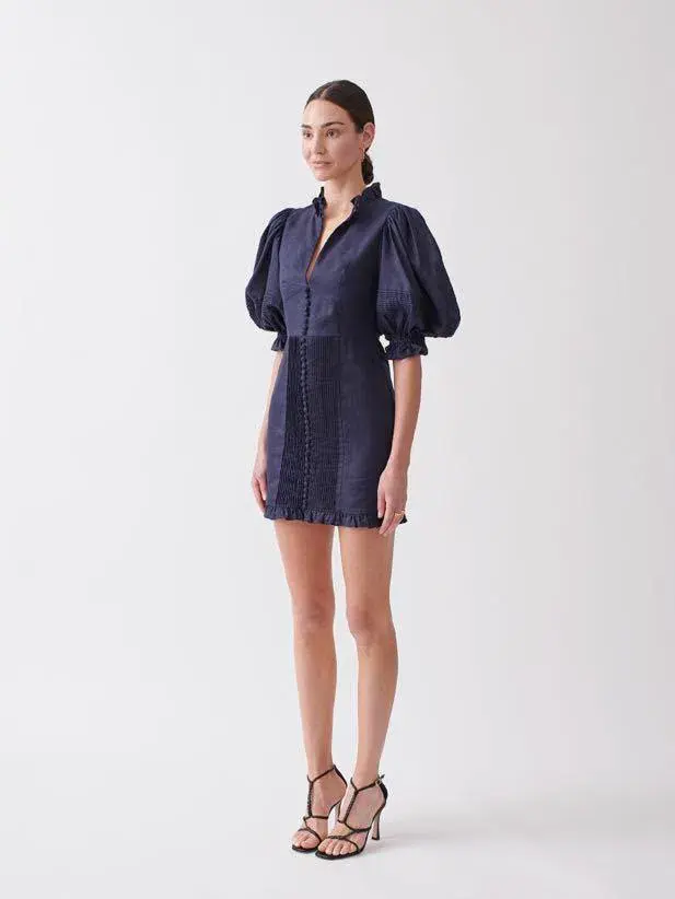 Joslin Studio Riley Cotton Lace Mini Dress In Navy Size 6 - Image 3