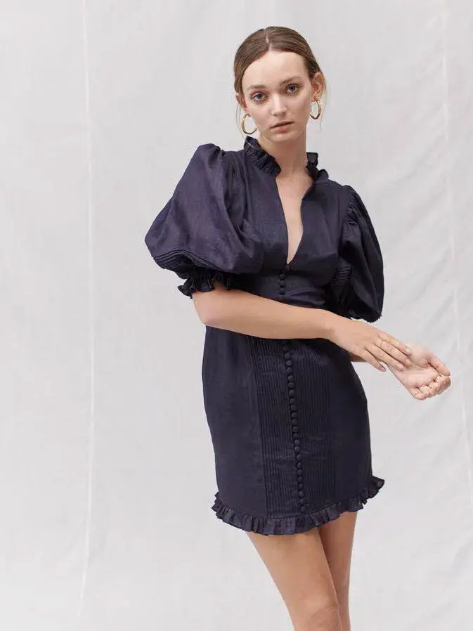 Joslin Studio Riley Cotton Lace Mini Dress In Navy Size 6 - Image 2