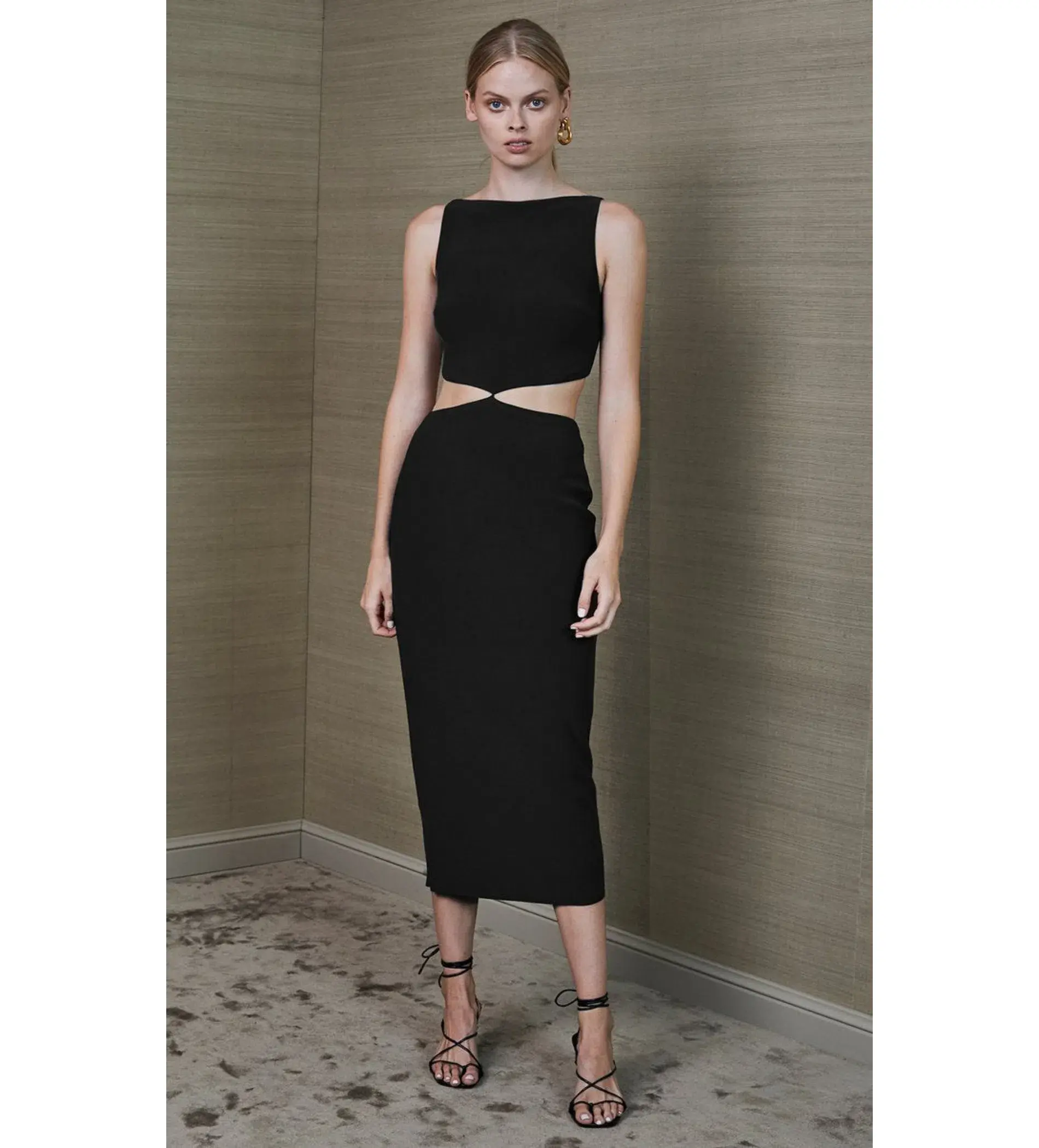 Bec & Bridge Scout Cut Out Midi Dress Black Size AU 6 - Image 1
