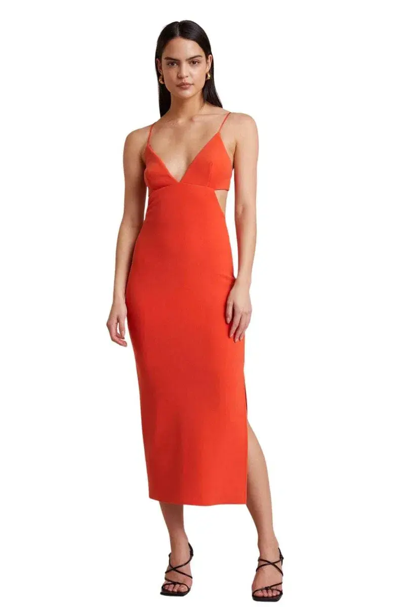 Bec & Bridge Ella Midi Dress Flame Size 8 - Image 2