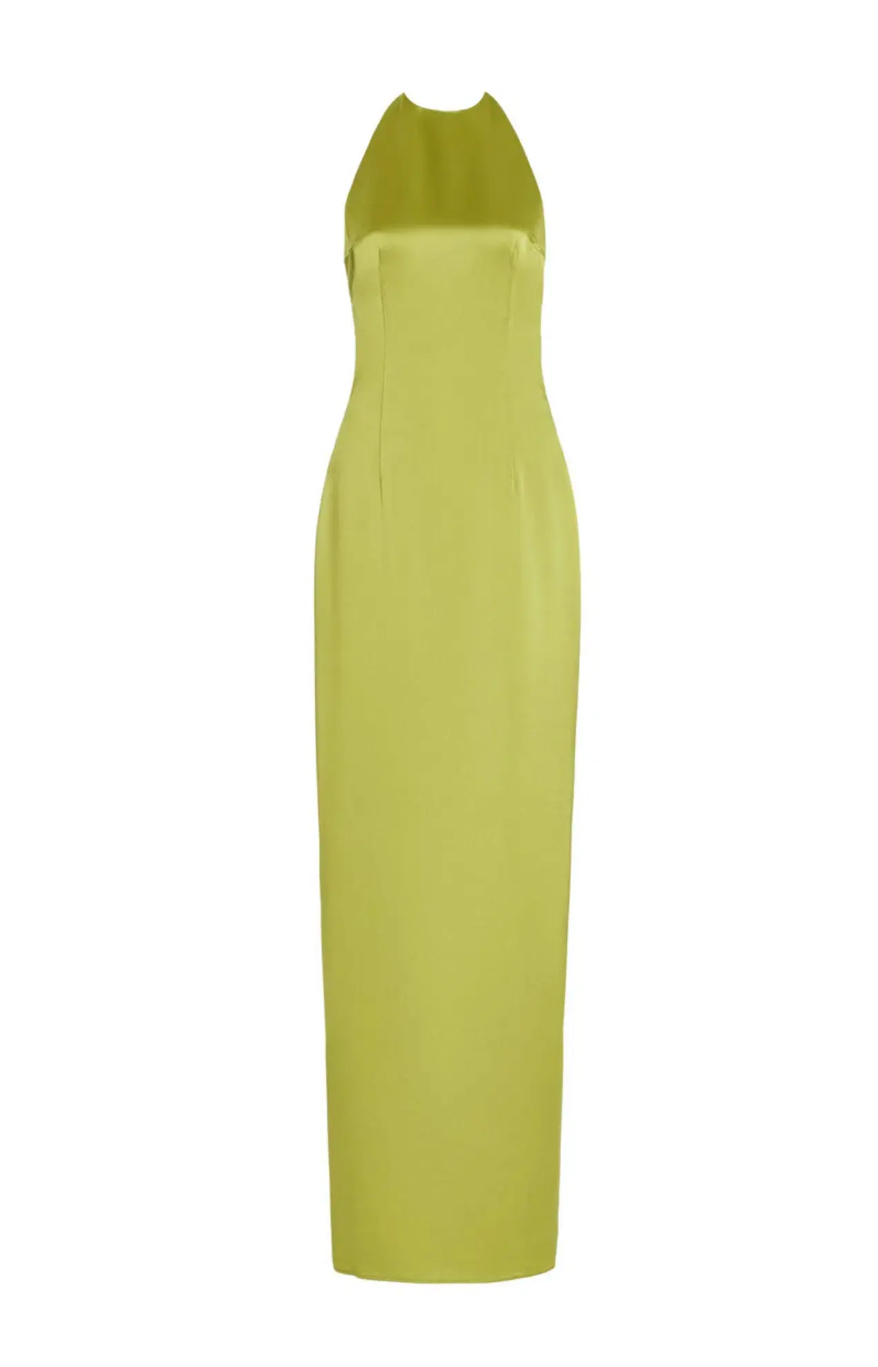 STAUD Janet Satin Halterneck Maxi Dress Lime Green Size 8  - Image 4