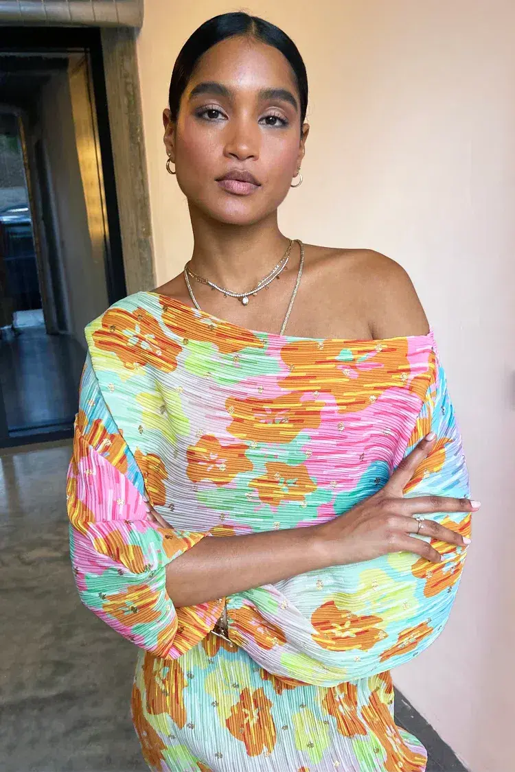 Never Fully Dressed Tilly Ombre Long Sleeve Dress Multi/Floral Size 14 for rent on The Volte - main image