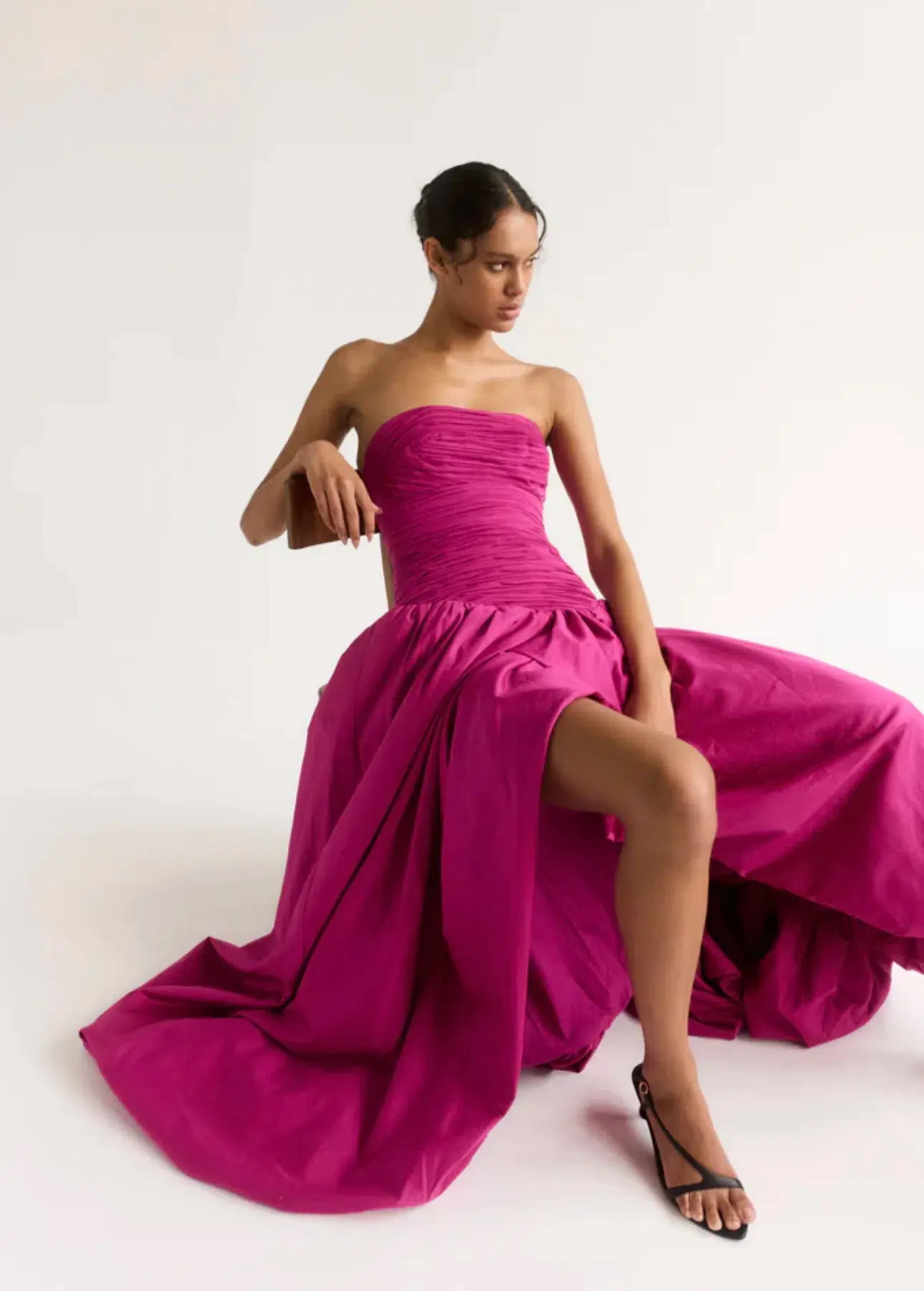 Aje Violette Bubble Hem Maxi Dress Deep Magenta Size 6 - Image 3