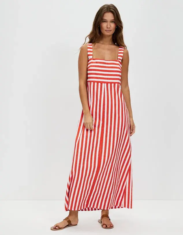 Cartel & Willow Sara Maxi Dress Campari Stripe Size 10 - Image 1