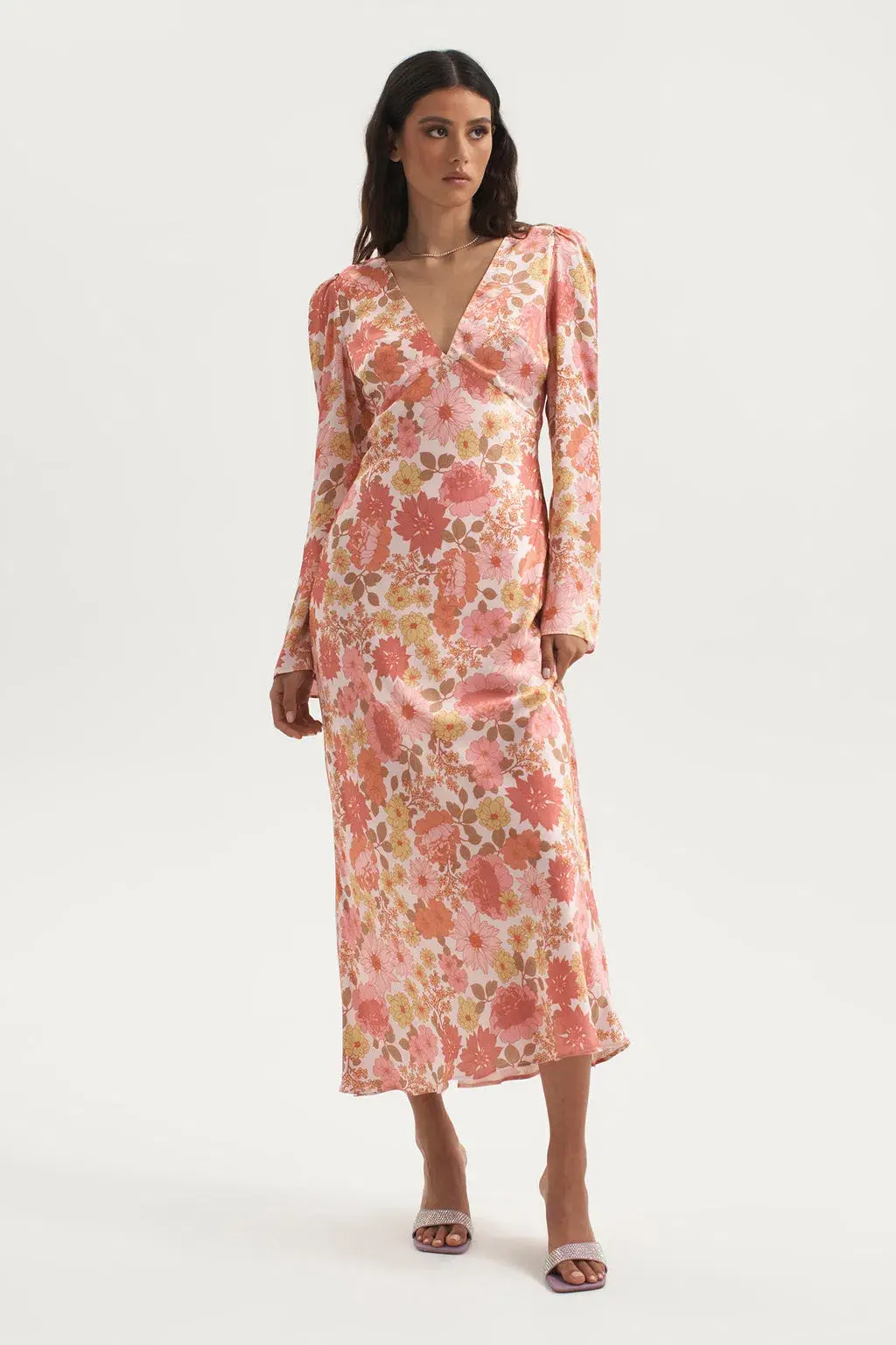 Ownley Zaliah Bias Backless Midi Dress Pink Floral Size S / AU 8 - Image 1