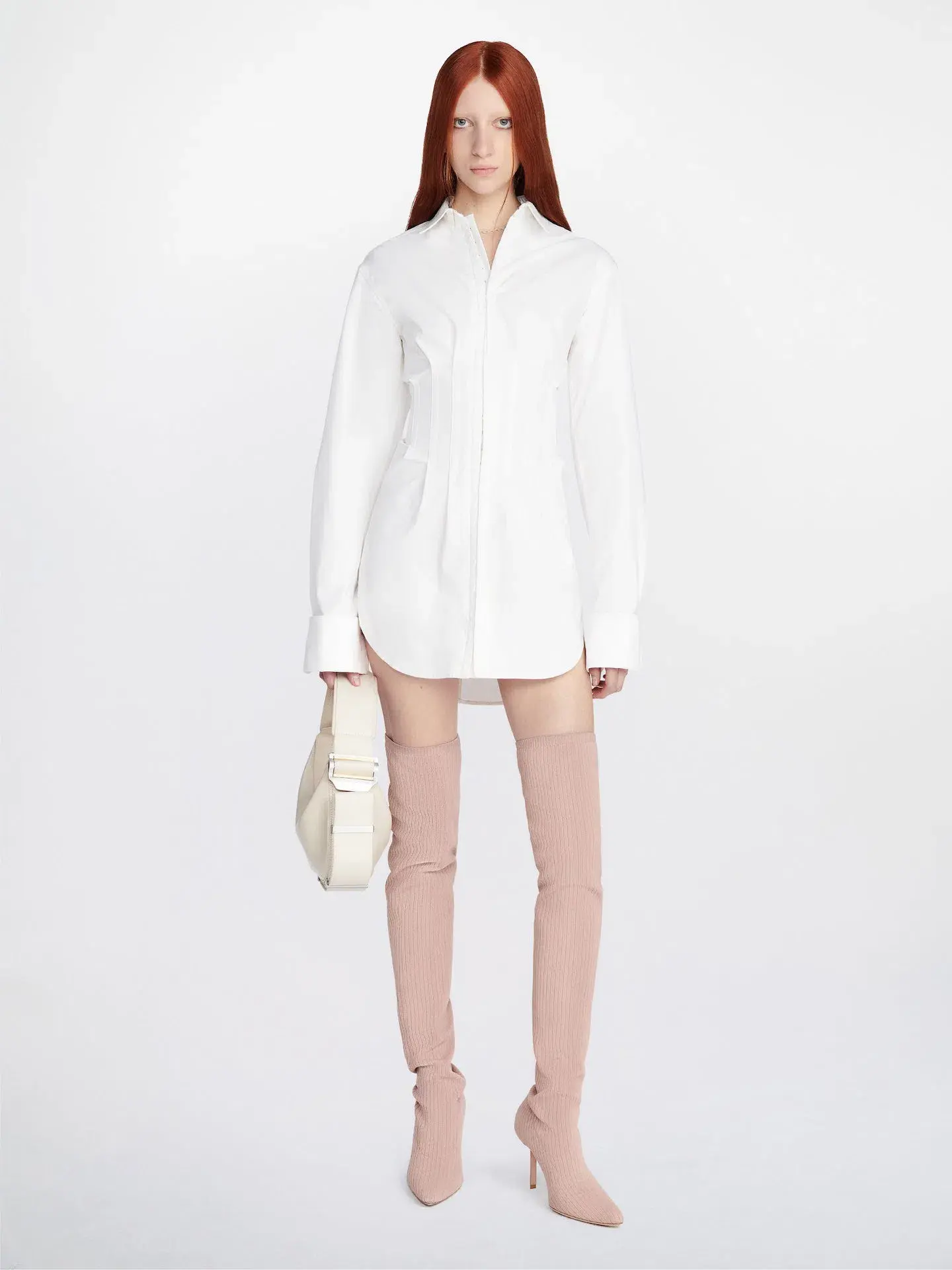 Dion Lee Tuxedo Corset Shirt Dress Ivory Size 12 - Image 1