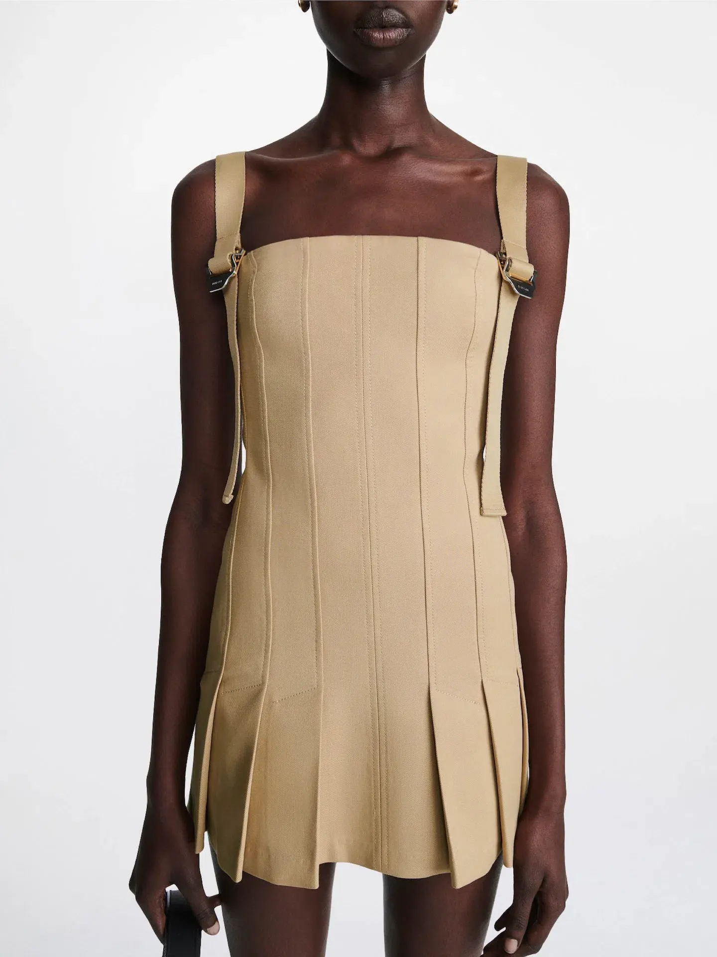 Dion Lee Safety Slider Pleat Mini Dress Dune Size 12 - Image 4