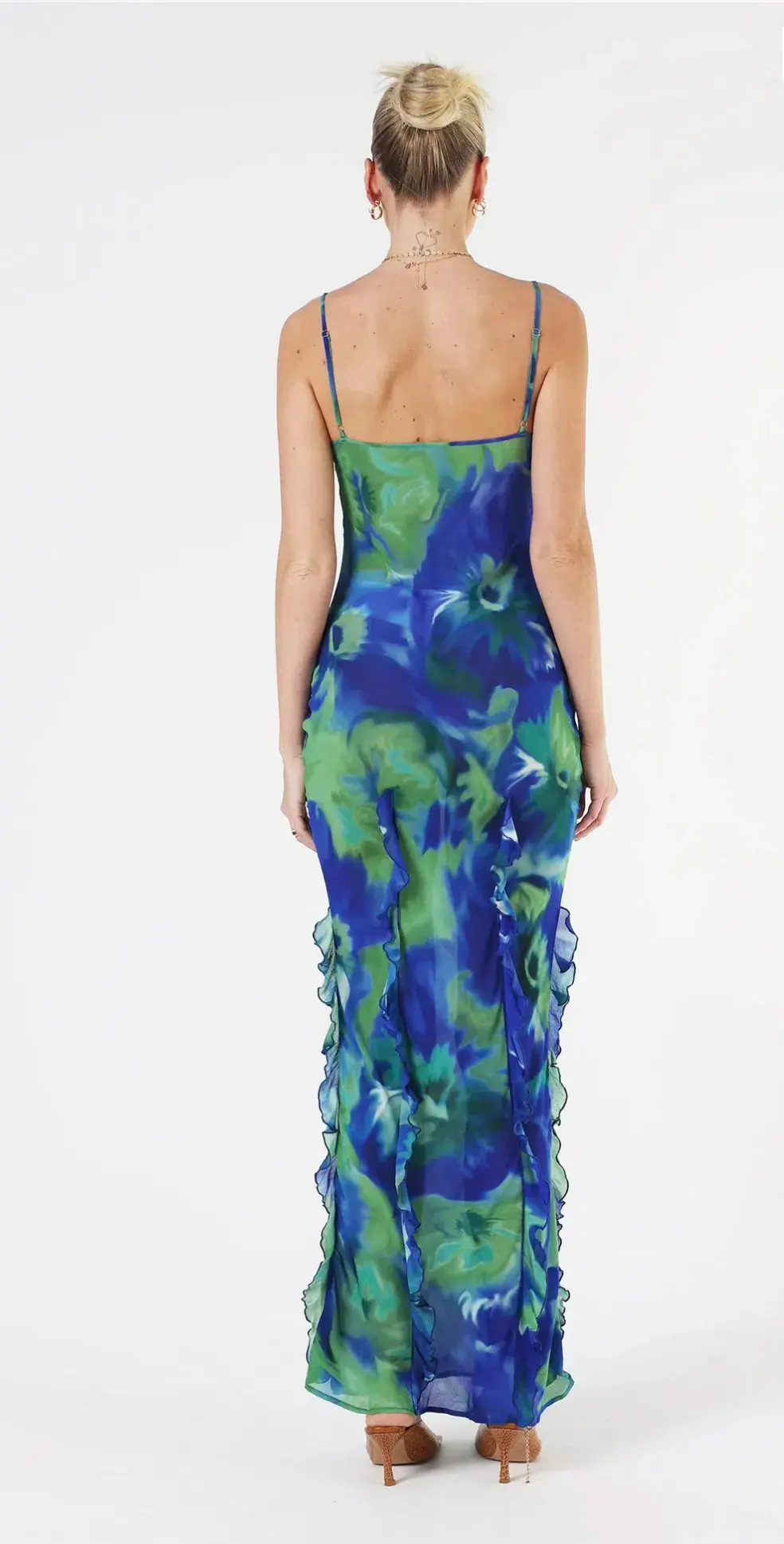 Isabelle Quinn Kyra Ruffle Maxi Dress Pacific Pansie Size 8 for rent on The Volte - main image