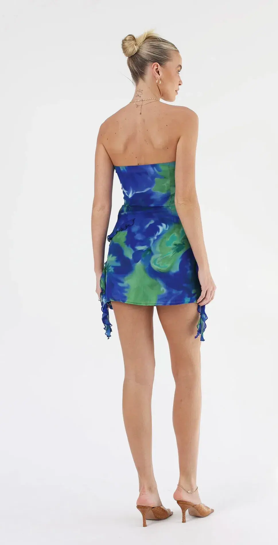 Isabelle Quinn Esme Ruffle Mini Dress Pacific Pansie Size 8 - Image 4