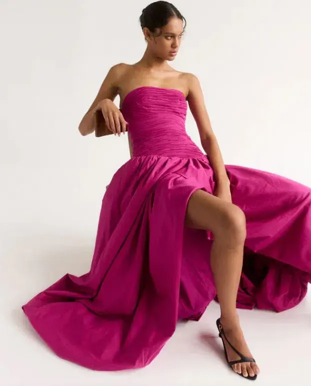 Aje Violette Bubble Hem Maxi Dress in Deep Magenta Size 6 - Image 2